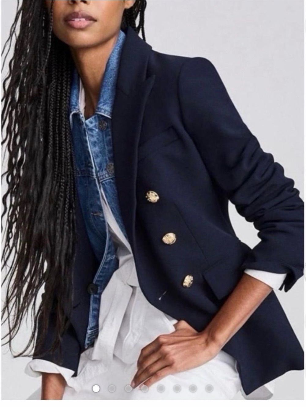 Tailored Navy Double-Breasted Blazer with Gold Buttons